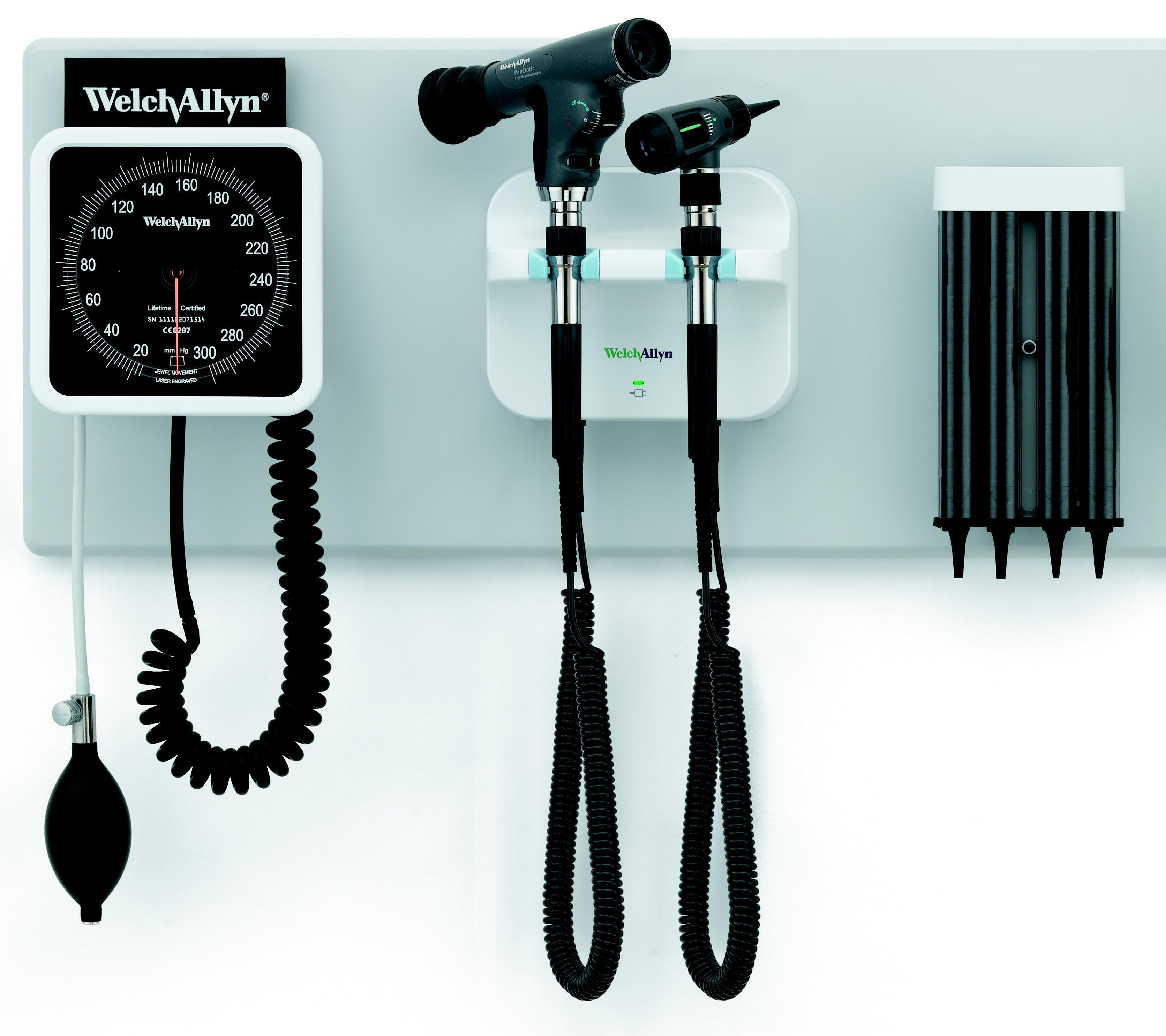 Welch Allyn Integrated Wall System Green Series™ 777 with Wall Board, Ophthalmoscope, Otoscope, and Aneroid Welch Allyn Integrated Wall System Green Series™ 777 with Wall Board, Ophthalmoscope, Otoscope, and Aneroid